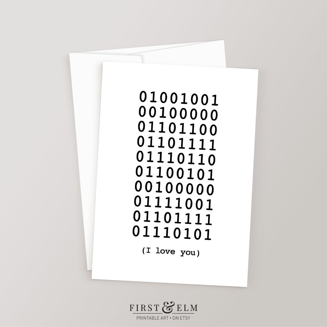 Binary Code I Love You Nerdy Programmer Coding Humor Card Art Print