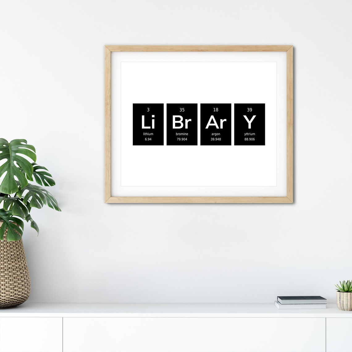 Library Periodic Table Elements Orange Li Br Ar Y Word Art Poster - Image 3