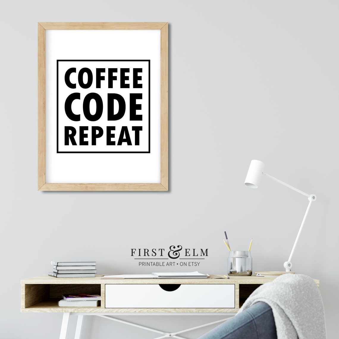 Coffee Code Repeat Programmer Wall Art Computer Nerd Gift Instant - Image 3