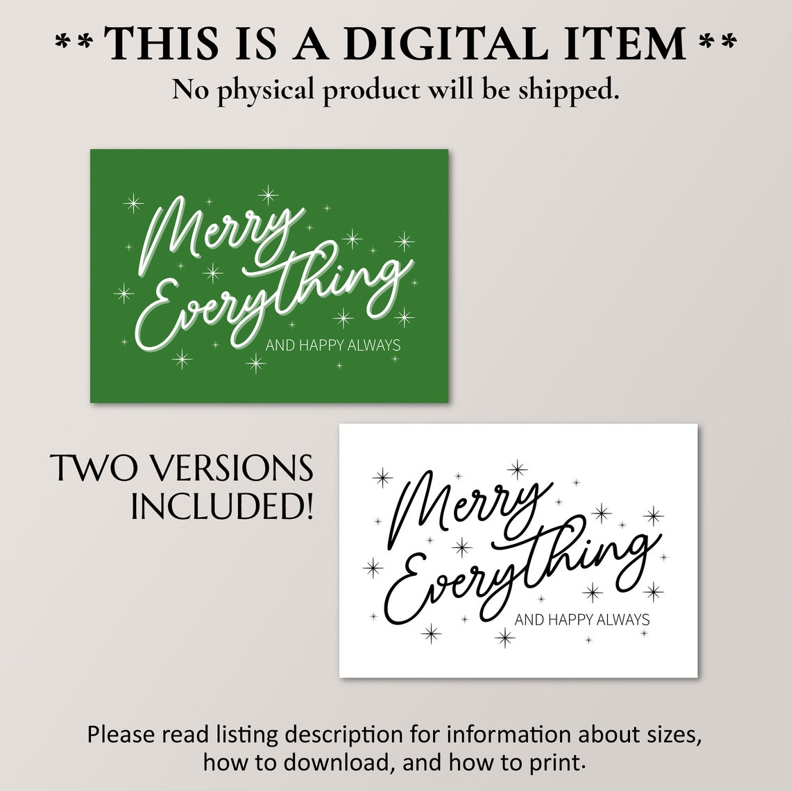 Merry Everything and Happy Always Festive Holiday Quote Poster - Image 2