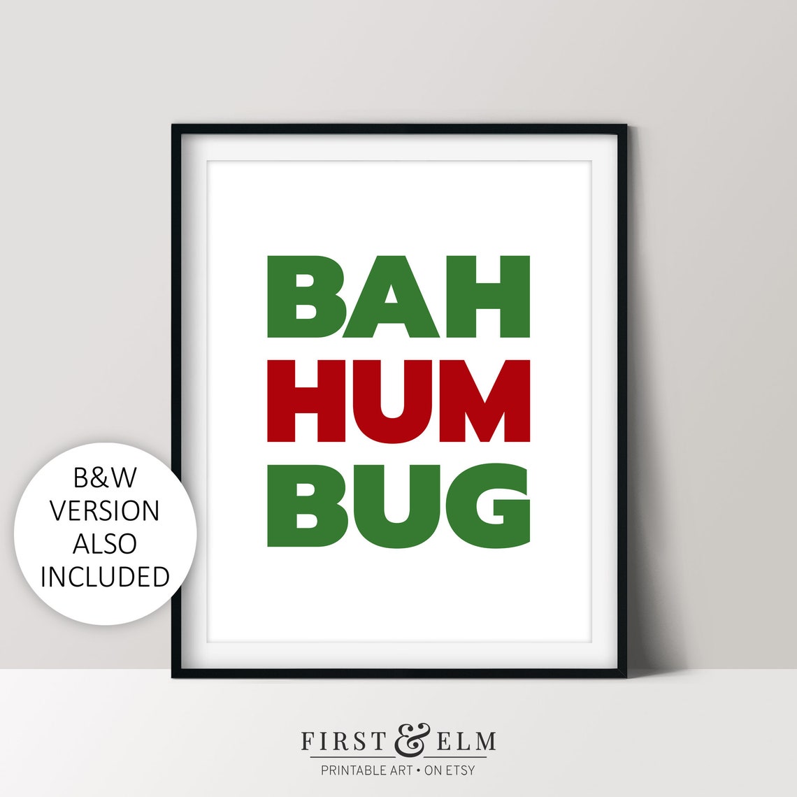 Bah Hum Bug Funny Snarky Christmas Holiday Typography Poster