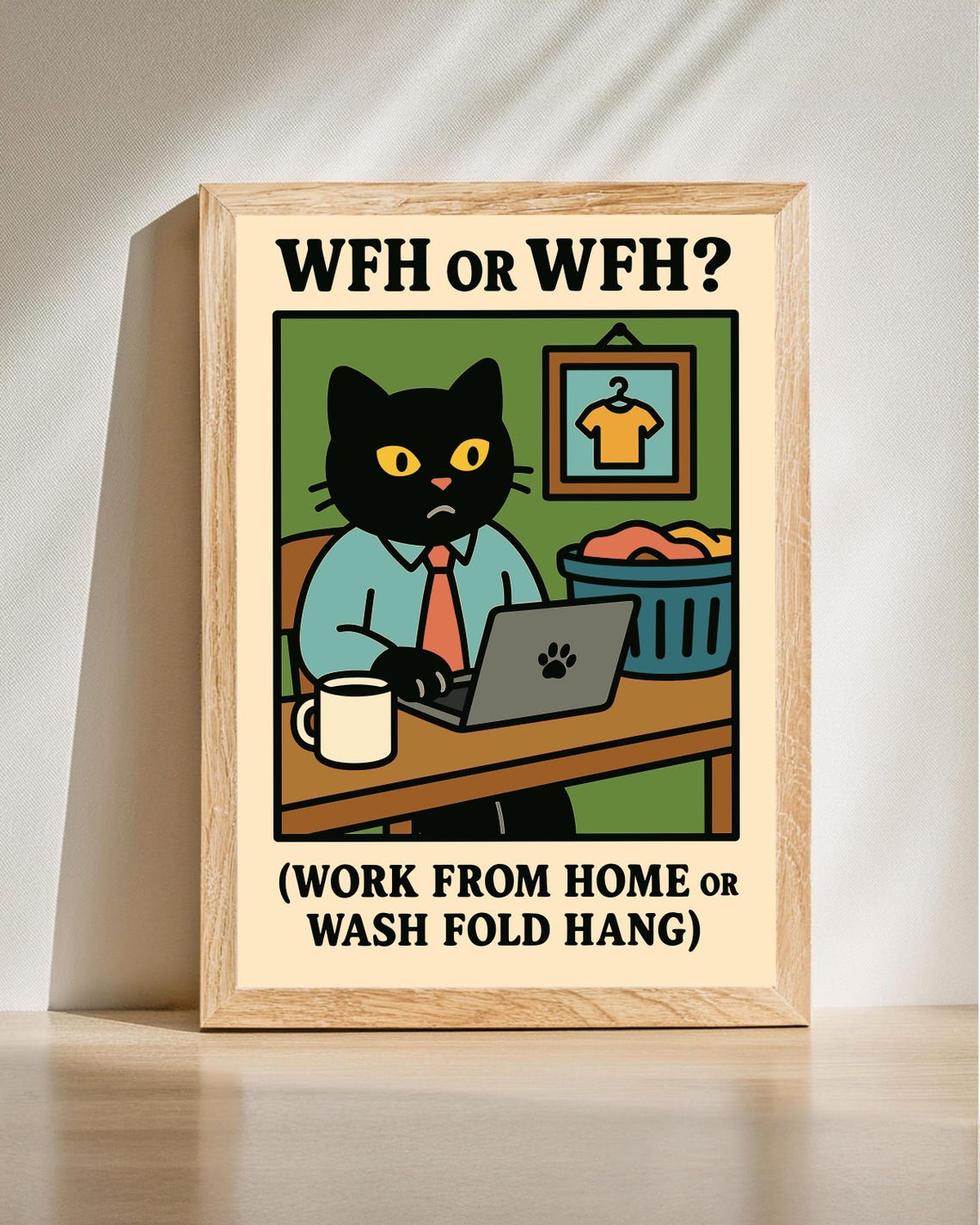 WFH or WFH Funny Black Cat Office Work From Home Humor Poster
