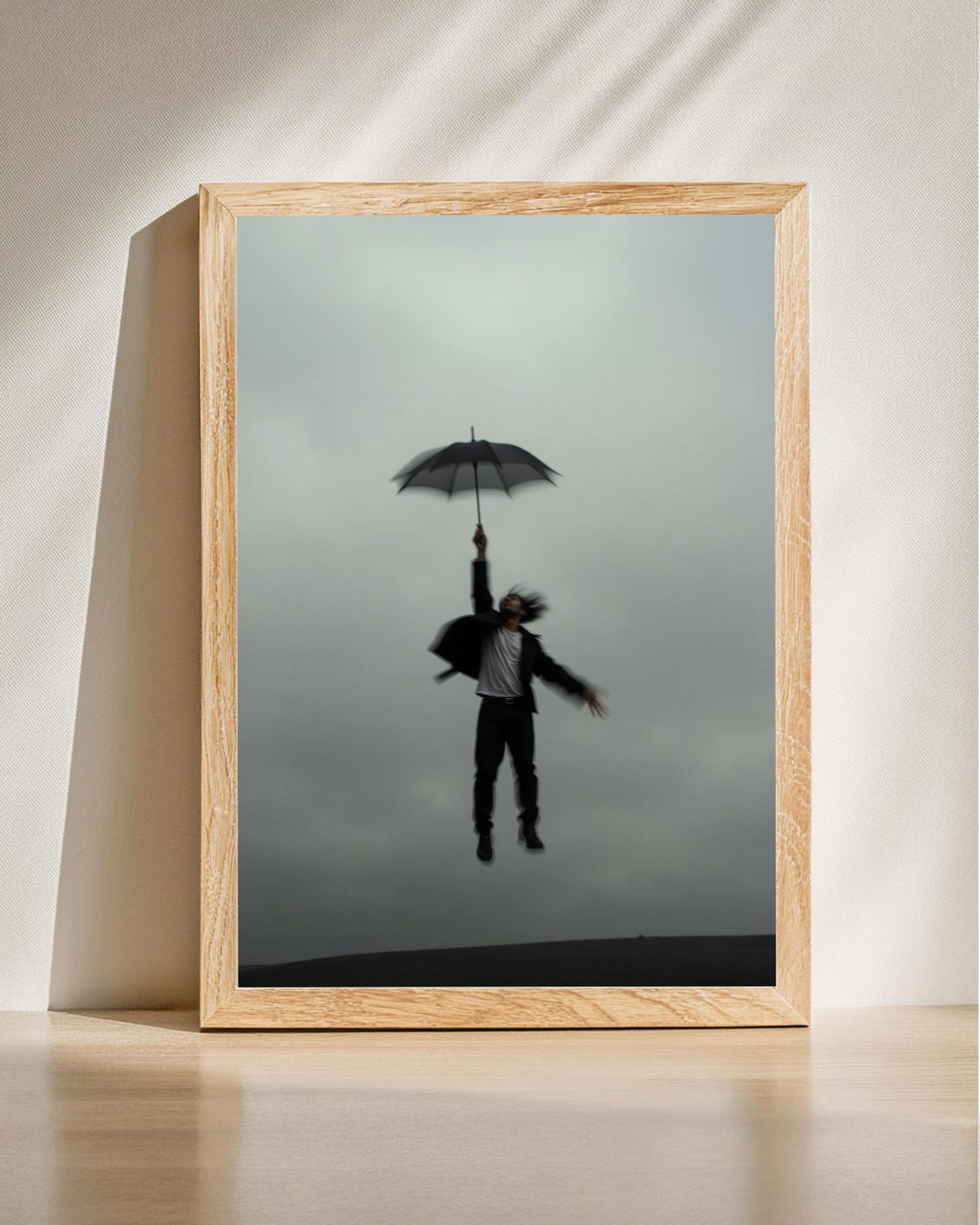 Umbrella Flight Photo Dreamlike Art Modern Minimalist Unique Wall Atmospheric Decor