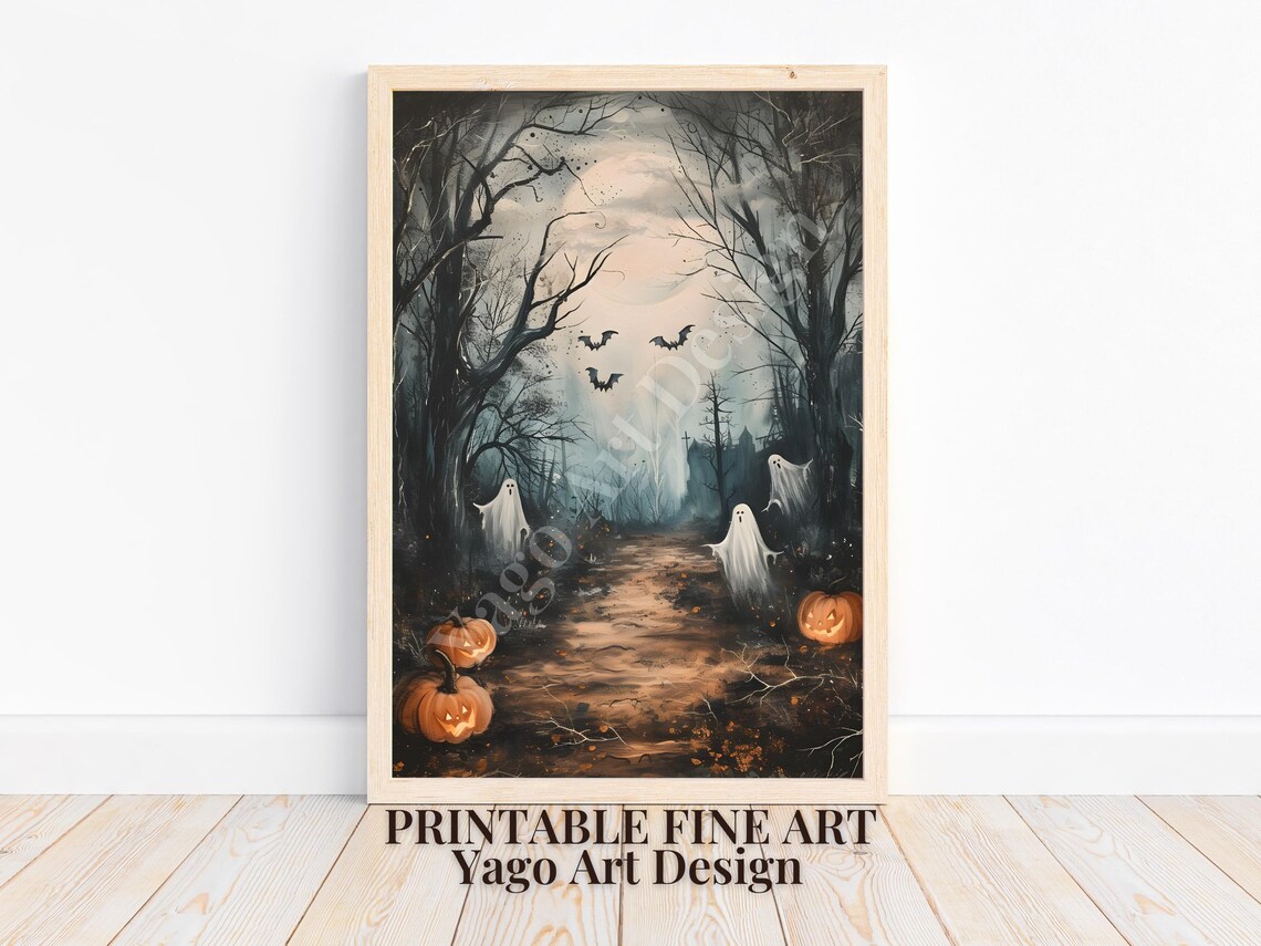 Halloween Ghost and Jack O Lantern Poster