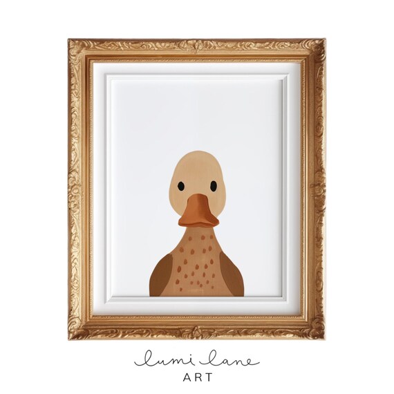 Brown Duckling Portrait Minimal Nursery Cute Baby Room Poster