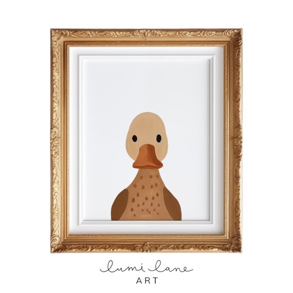 Duck Portrait Nursery Wall Art Cute Duckling Textured Painting On Pink Yellow Blue Green And White Colourful Childrens