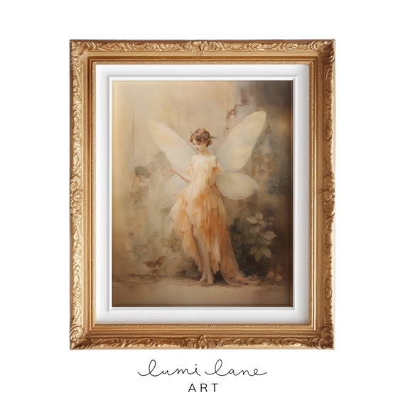 Vintage Fairy Orange Art Instant Wall Inspired Textured Oil Painting Beautiful Magical Print Pretty