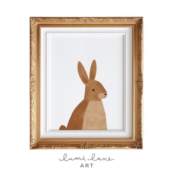 Bunny Portrait Nursery Wall Art Cute Rabbit Textured Painting On Pink Yellow Blue Green And White Colourful Childrens
