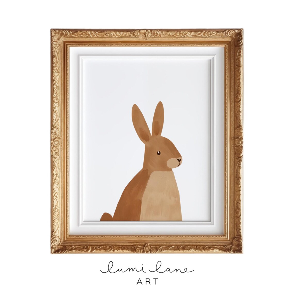 Brown Bunny Portrait Minimal Nursery Sweet Baby Animal Poster