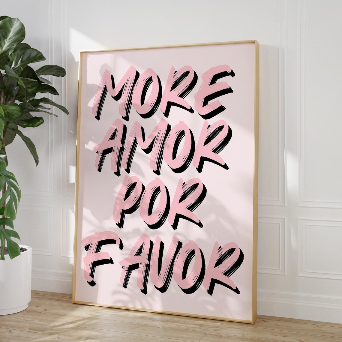 More Amor Por Favor Pink Print Trendy Pink Girly Wall Art Bedroom Dorm Room Aesthetic Love Quote Poster