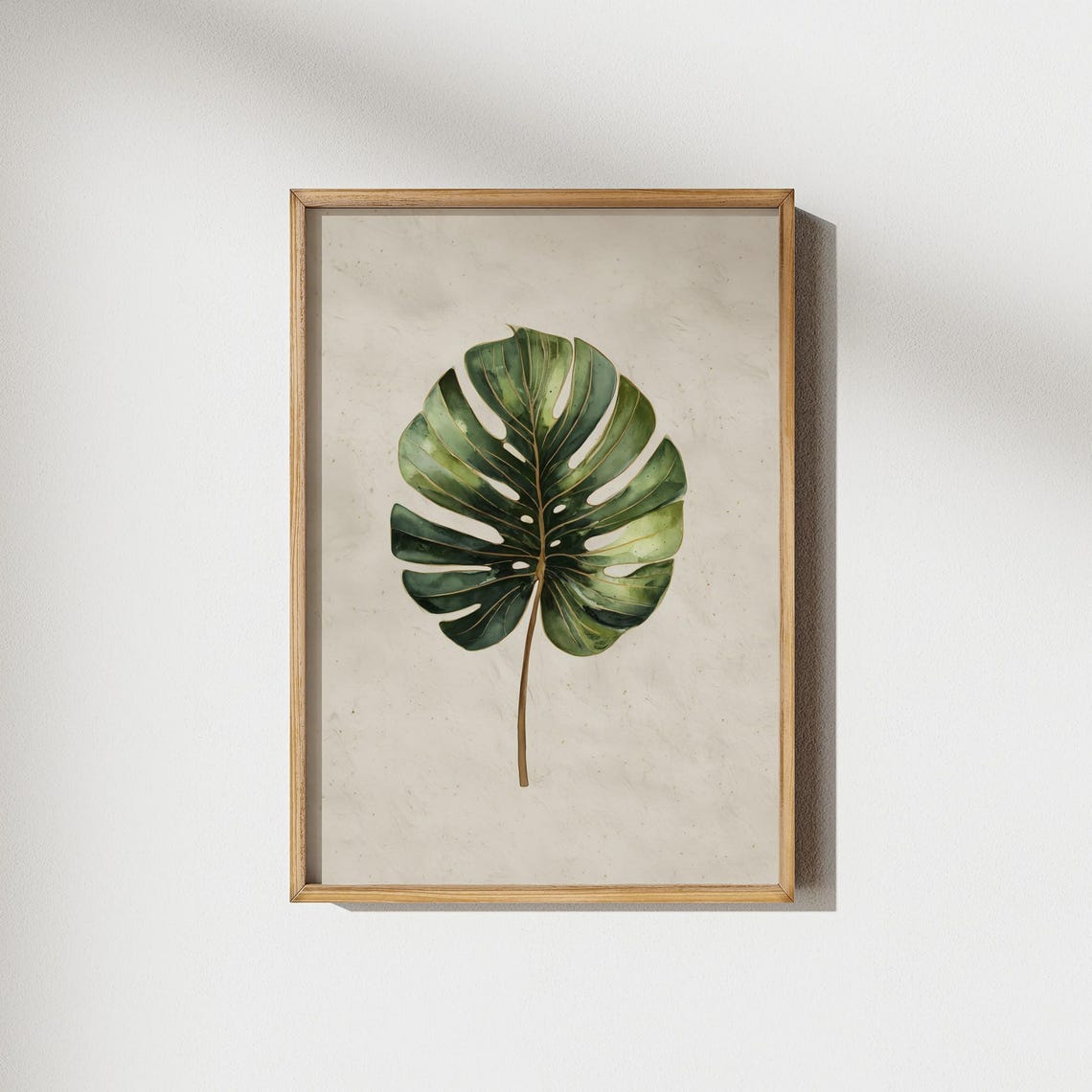 Monstera Leaf Botanical Watercolor Green Tropical Plant Decor Poster