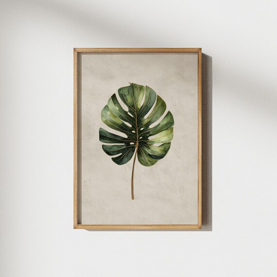Monstera Leaf Wall Art Tropical Print Green Botanical Modern Plant Boho Decor Poster Prints