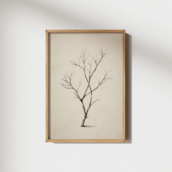 Bare Tree Wall Art Minimalist Print Winter Botanical Modern Neutral Decor Poster Prints