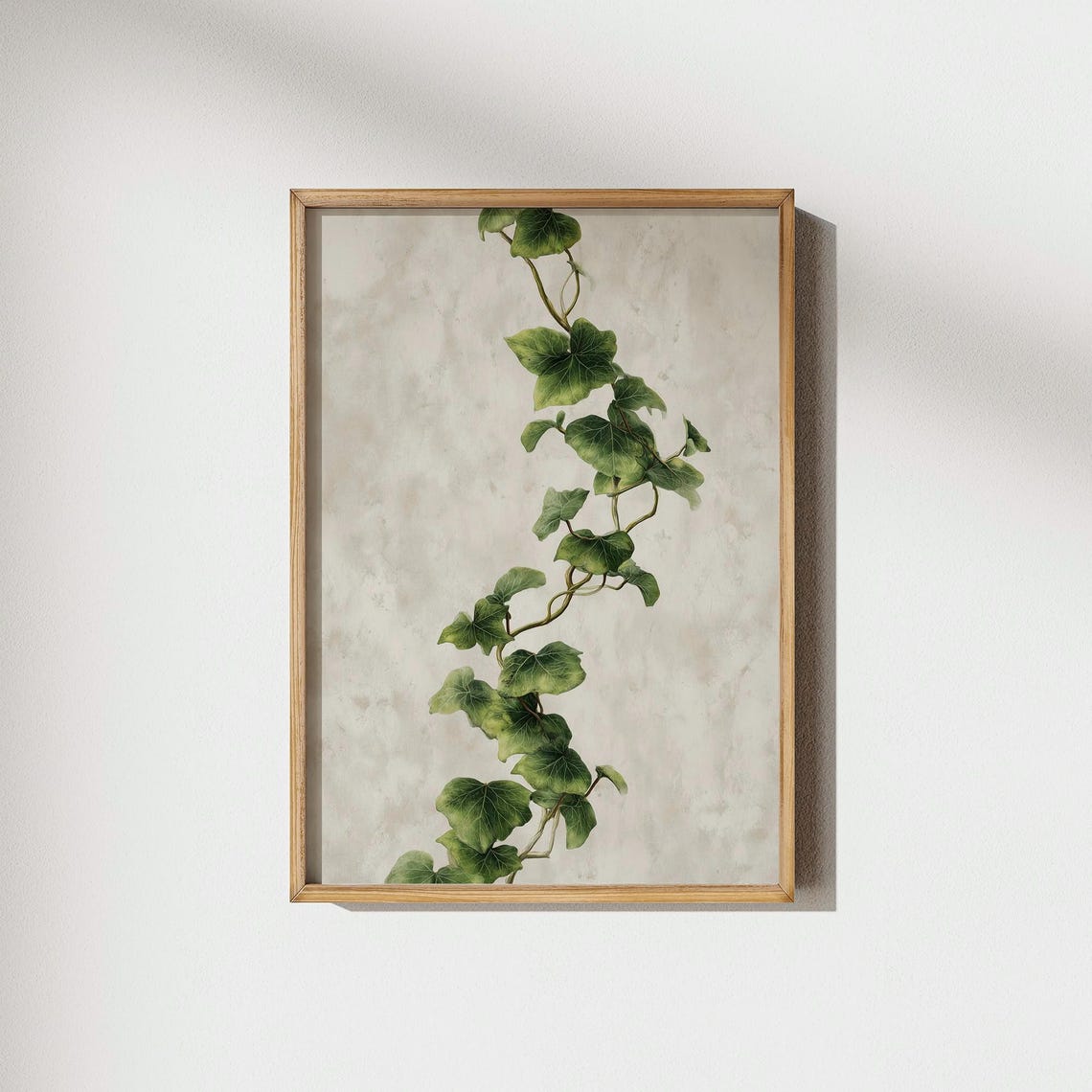 Green Ivy Vine Botanical Wall Art Minimalist Plant Neutral Nature Decor Modern Living Room