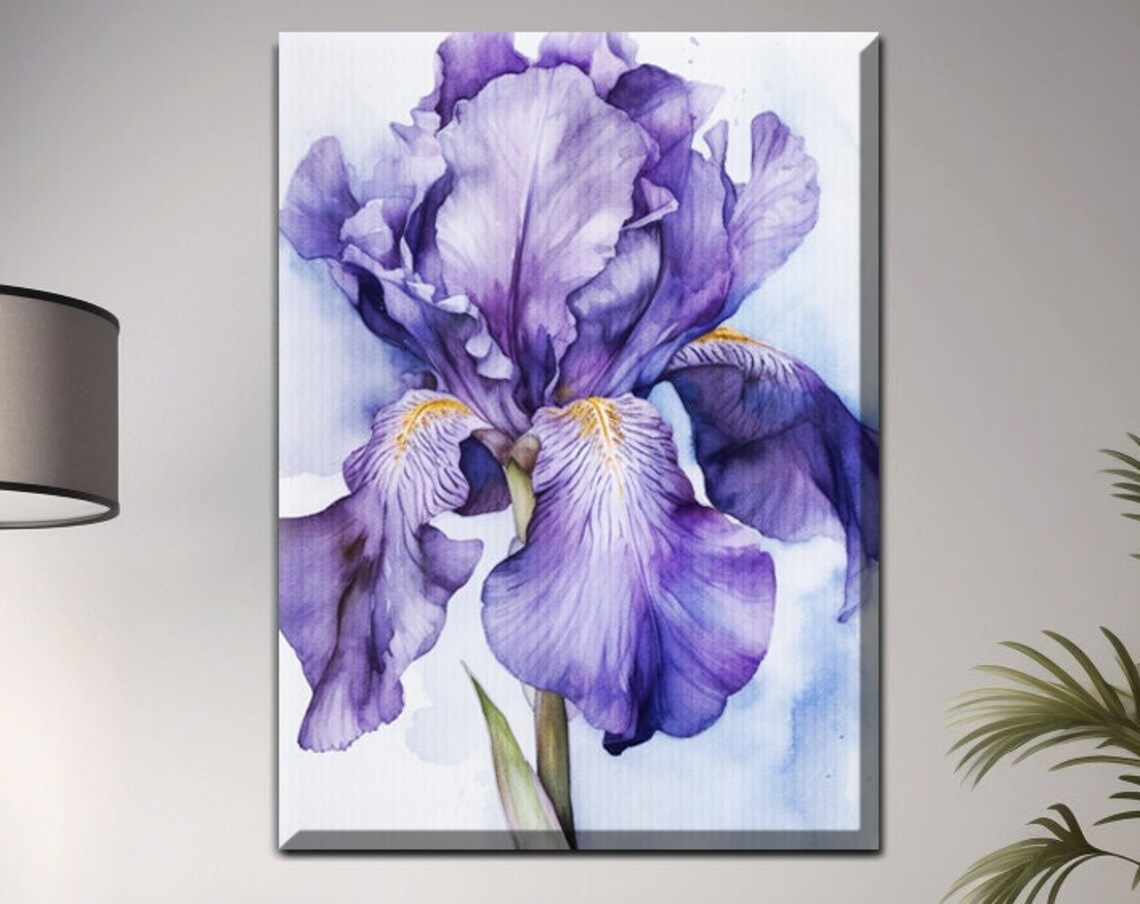 Iris Watercolor Painting, Realistic Wall Art Print - Image 3