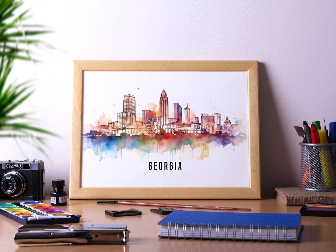 Georgia Atlanta Skyline Watercolor Cityscape City Art Poster