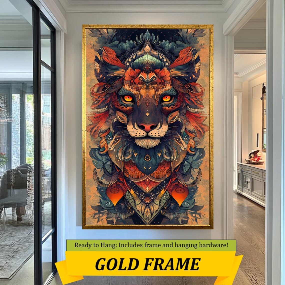Bohemian Tiger Mandala Face Ornate Tribal Colorful Wild Cat Wall Art Poster - Image 3