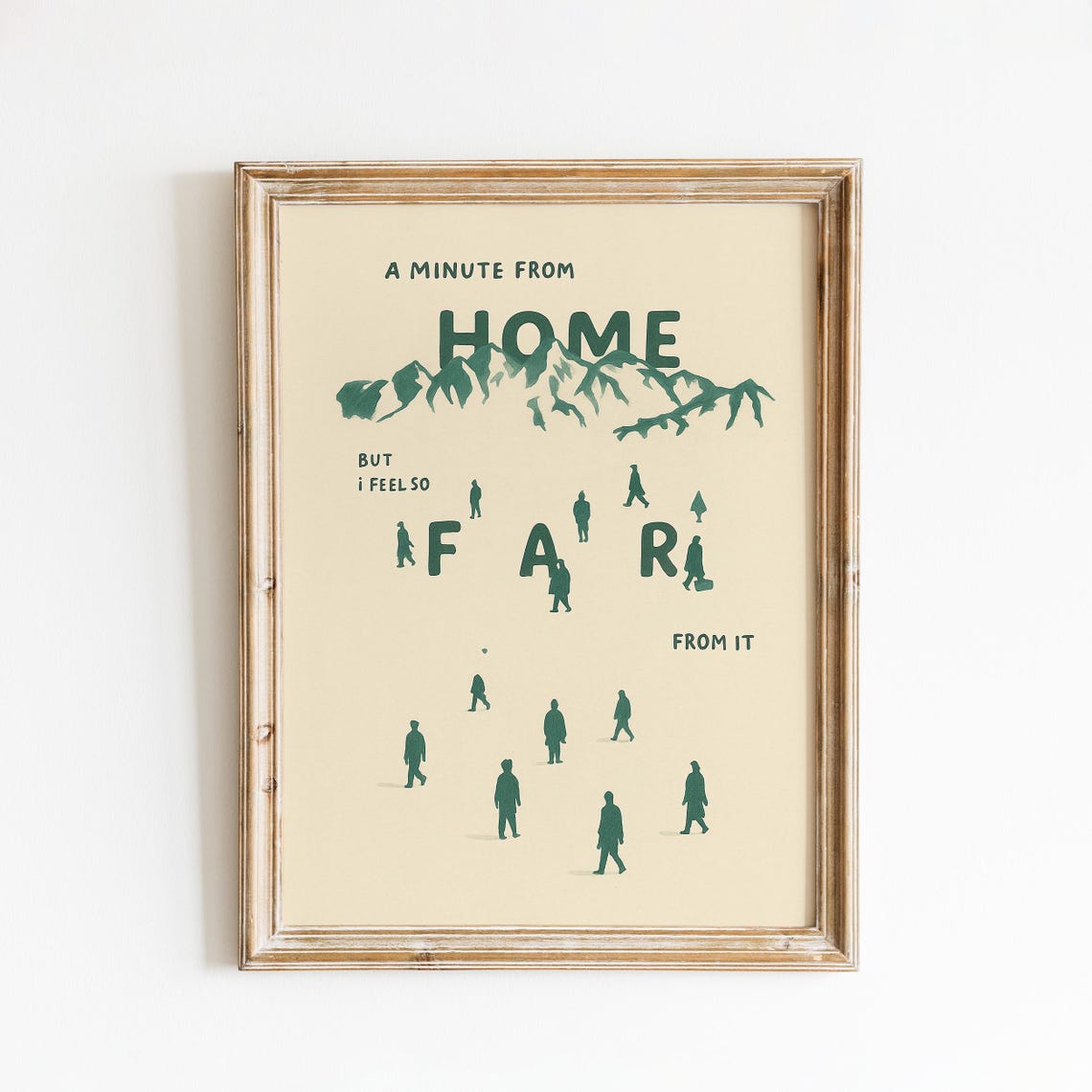 A Minute From Home Lyric Poster Mountain Traveler Silhouette Decor
