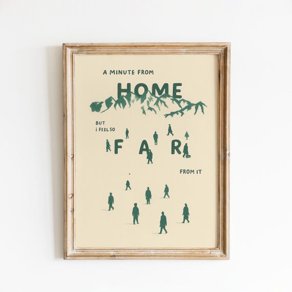 Far From Home Lyric Poster Minimalist Mountain Wall Art
