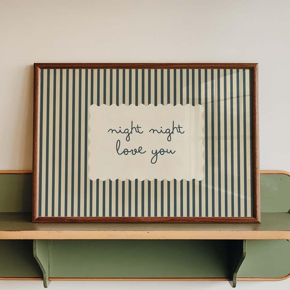 Night Love You Bedroom Nursery Retro Wall Art Print