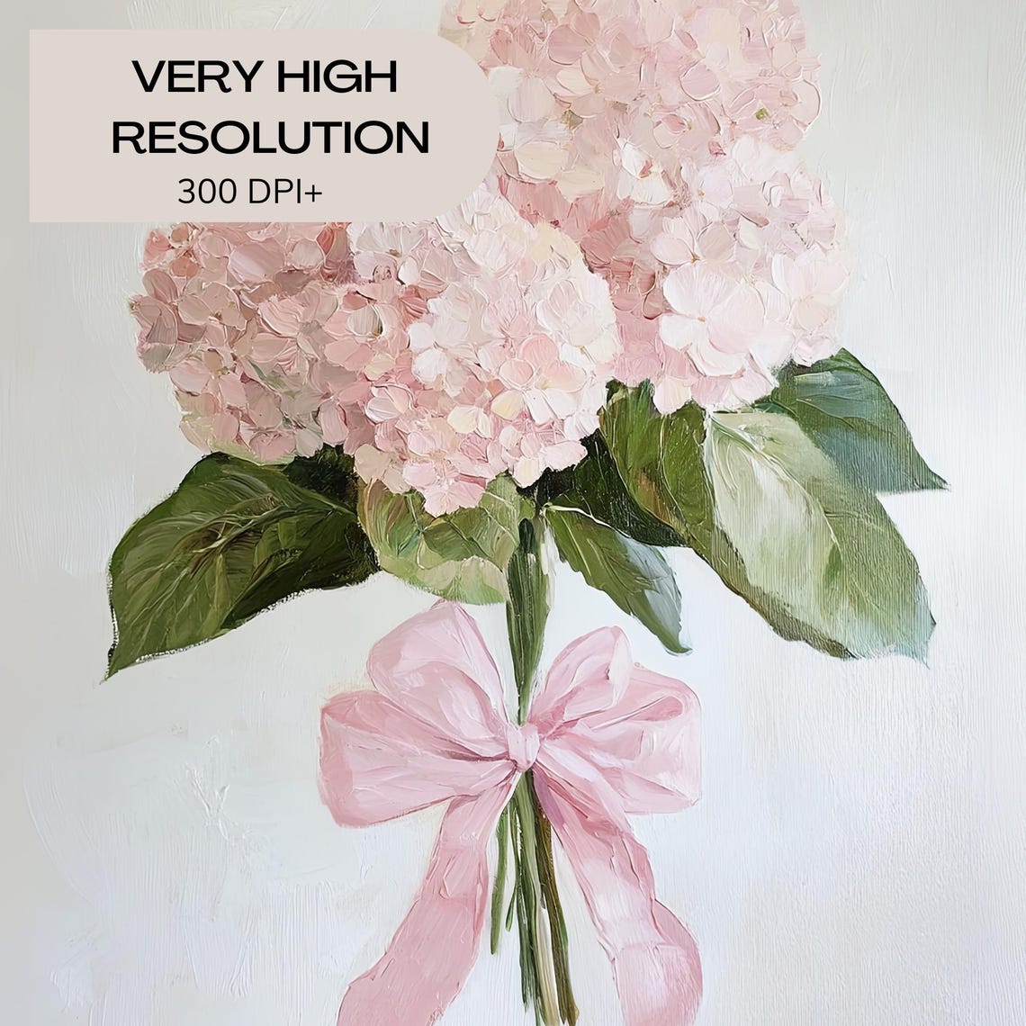Blush Pink Hydrangea Bouquet with a Pink Ribbon Painting Poster - Image 4