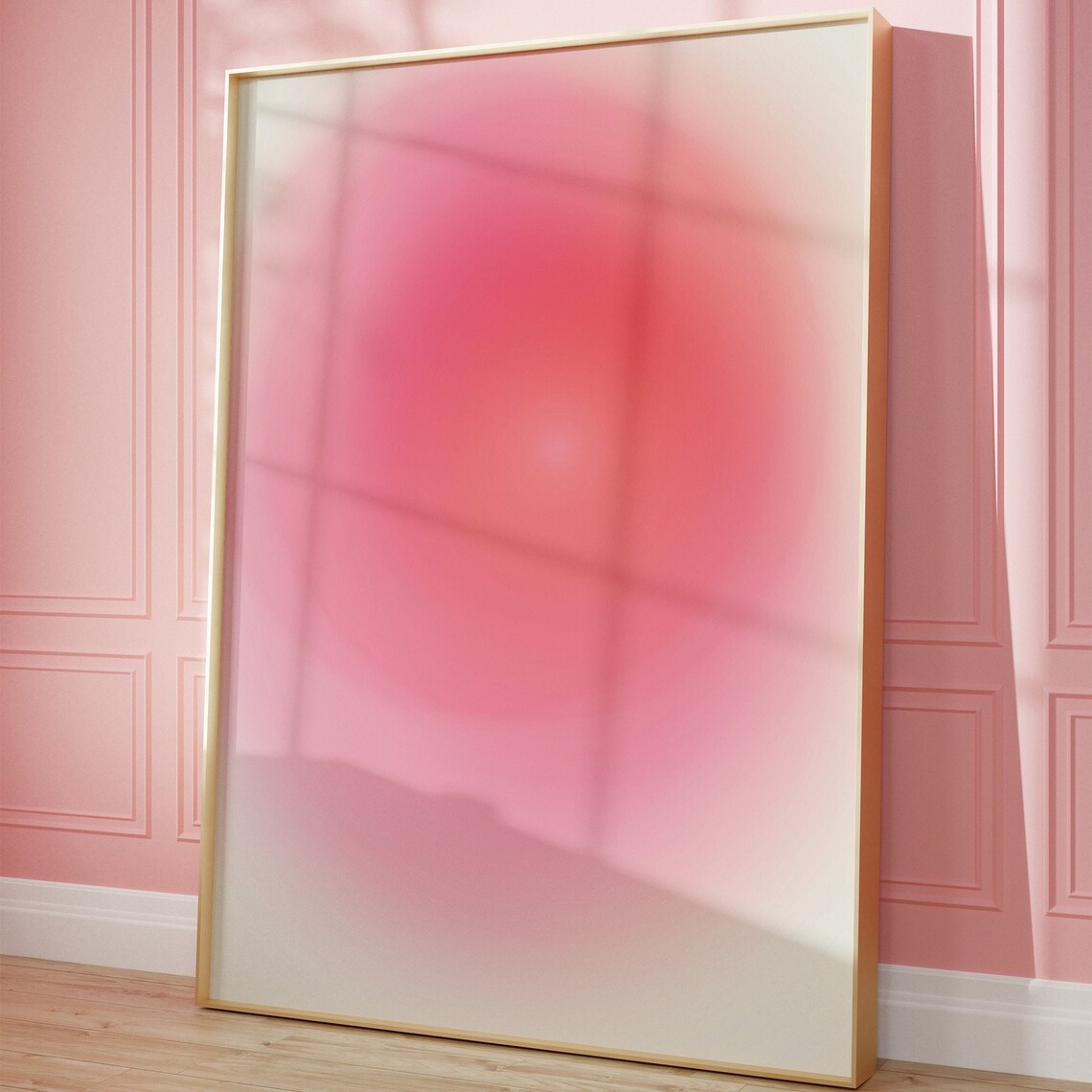 Blush Pink Aura Glow Gradient Minimalist Abstract Wall Poster