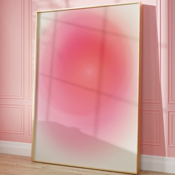 Blush Pink Aura Glow Gradient Minimalist Abstract Wall Poster