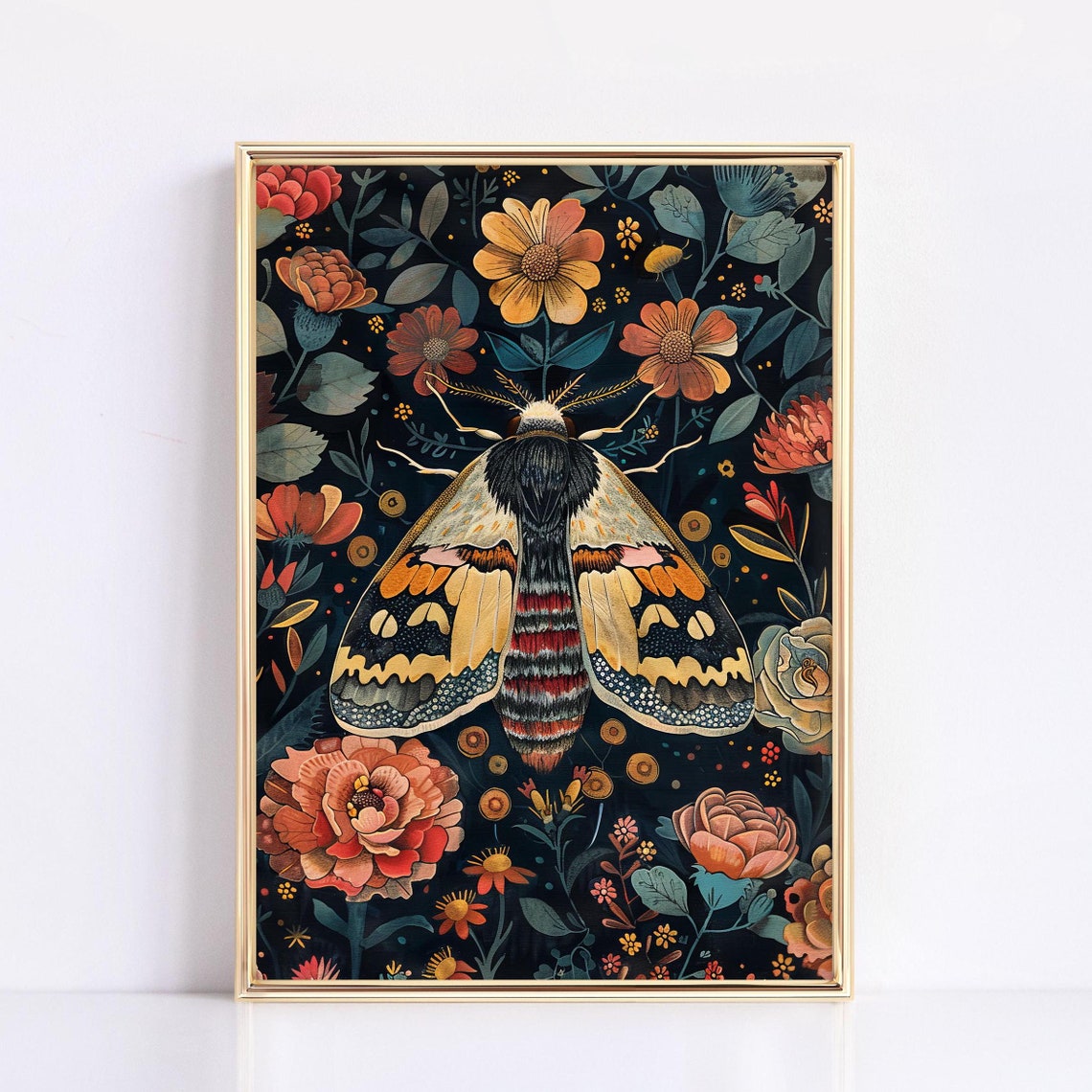 Deaths Head Hawkmoth Dark Botanical Floral Gothic Art Poster