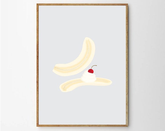 Banana Art Fruit Print Illustration Poster Kitchen And Home Decor
