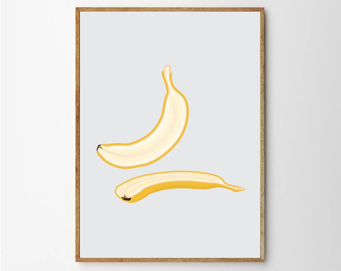 Banana Art Fruit Print Illustration Poster Kitchen And Home Decor
