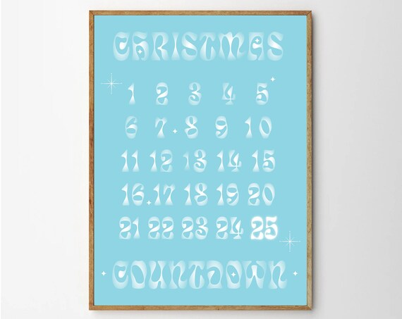 Christmas Countdown Advent Calendar Poster In Pastel Pink And Mint