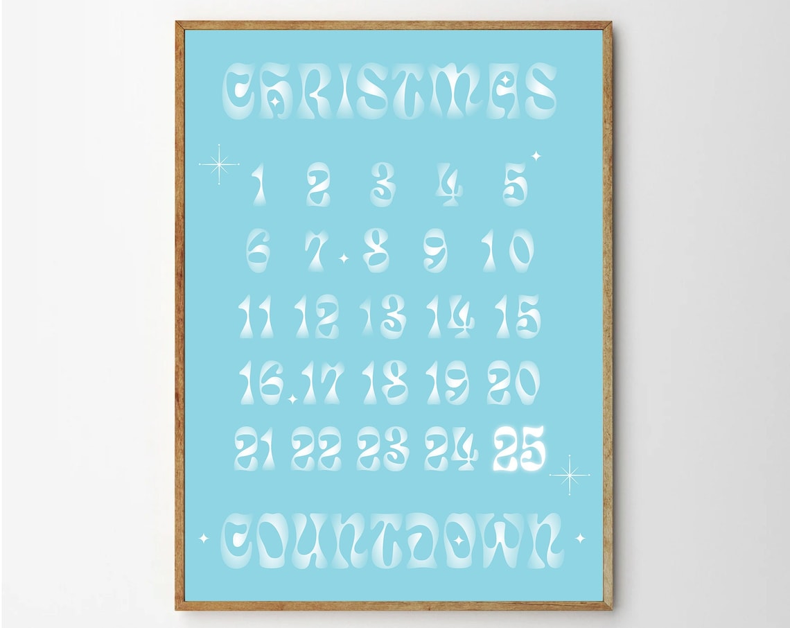 Christmas Countdown Advent Calendar Poster In Pastel Pink And Mint