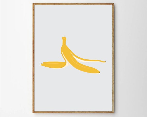 Banana Art Fruit Print Illustration Poster Kitchen And Home Decor