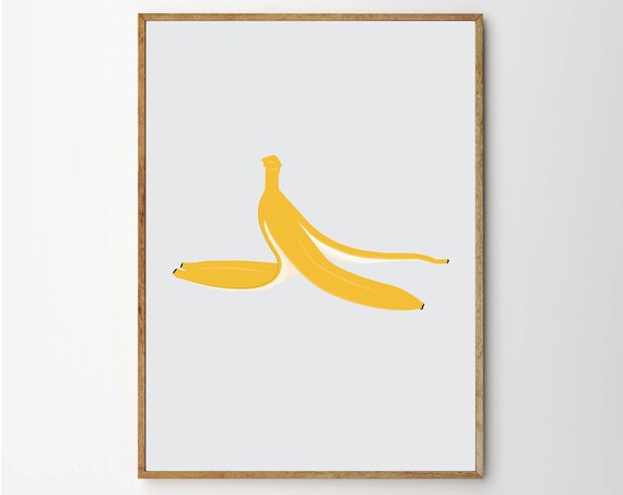 Empty Banana Peel Playful Minimalist Fruit Illustration Poster