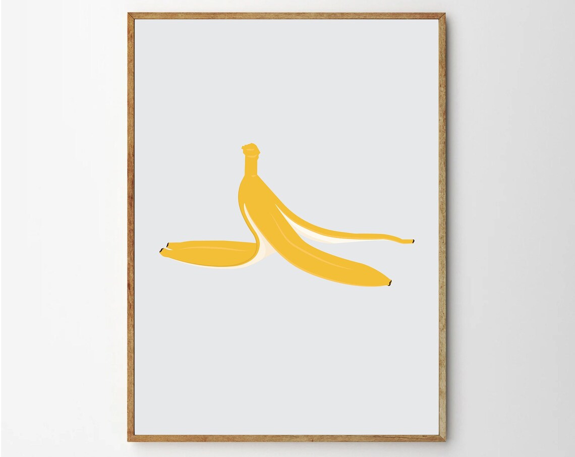 Banana Art Fruit Print Illustration Poster Kitchen And Home Decor