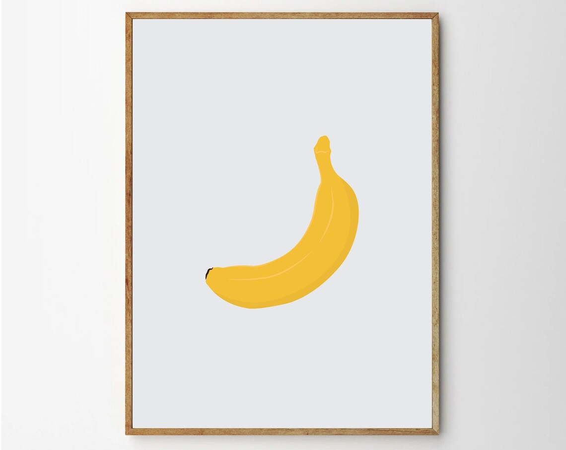 Banana Art Fruit Print Illustration Poster Kitchen And Home Decor