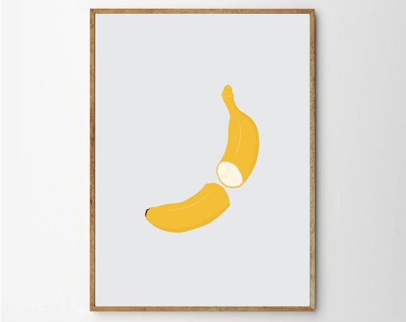 Banana Art Fruit Print Illustration Poster Kitchen And Home Decor