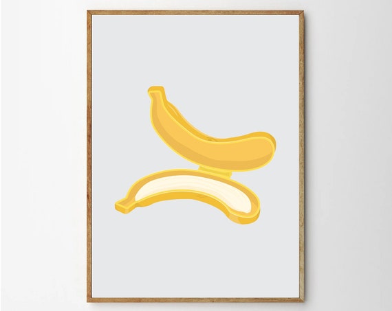 Banana Art Fruit Print Illustration Poster Kitchen And Home Decor