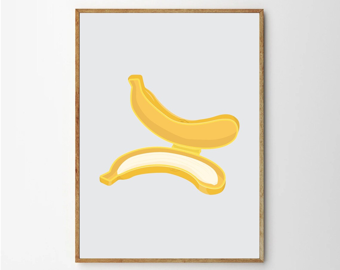 Banana Art Fruit Print Illustration Poster Kitchen And Home Decor