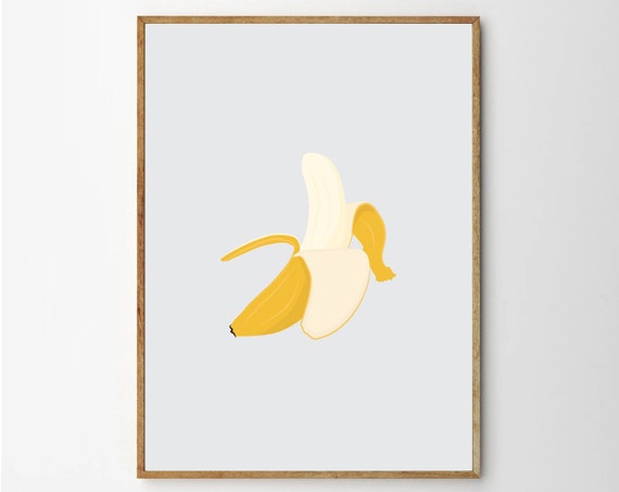 Banana Art Fruit Print Illustration Poster Kitchen And Home Decor
