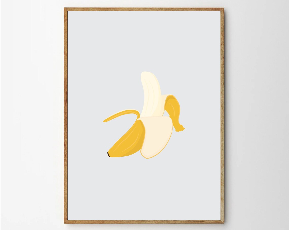 Banana Art Fruit Print Illustration Poster Kitchen And Home Decor