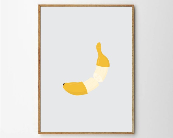 Banana Art Fruit Print Illustration Poster Kitchen And Home Decor