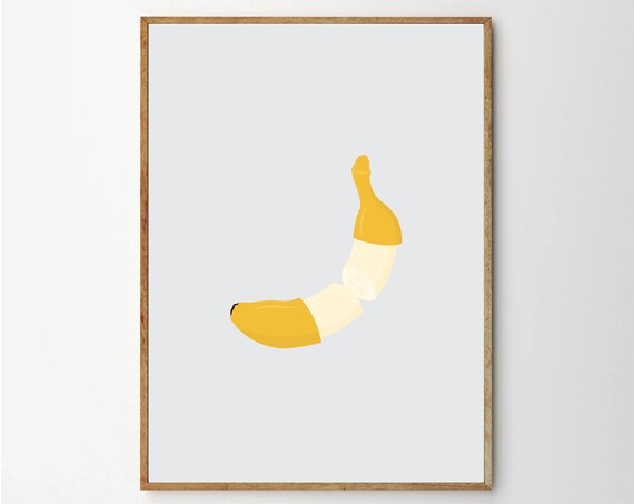 Sliced Banana Coins Minimalist Fruit Illustration Kitchen Poster