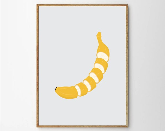 Banana Art Fruit Print Illustration Poster Kitchen And Home Decor