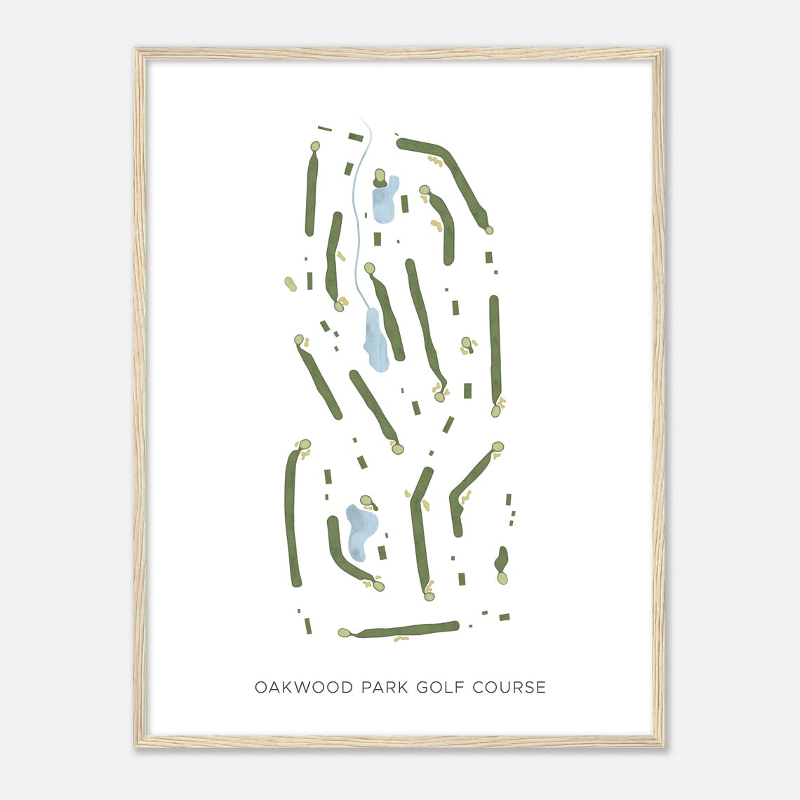 Oakwood Park Golf Course Minimalist Watercolor Fairway Map Poster