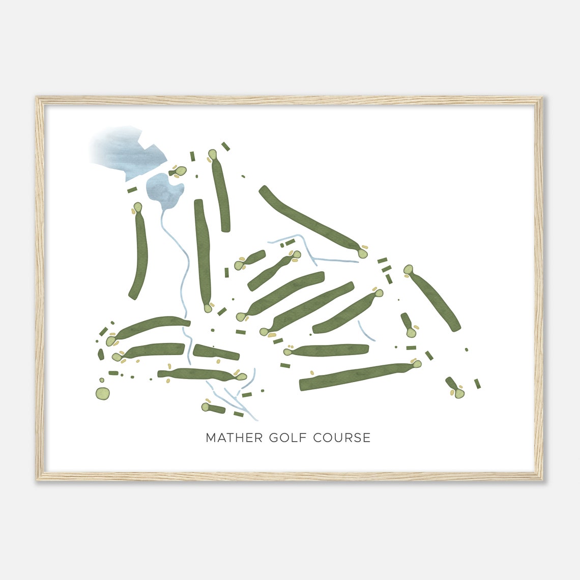 Mather Golf Course Modern Watercolor Illustrated Course Map Poster - Image 2