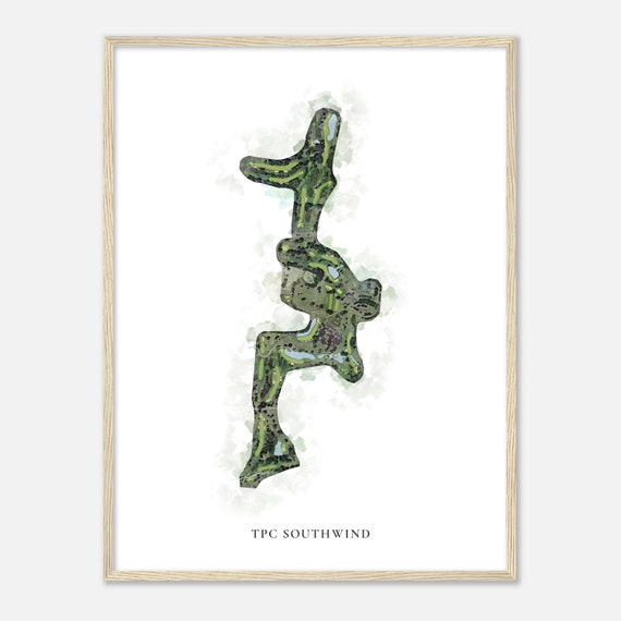 Tpc Southwind Tennessee Classic Watercolor Map Golfer Gift Golf Wall Art Golf Poster Print Course Layout
