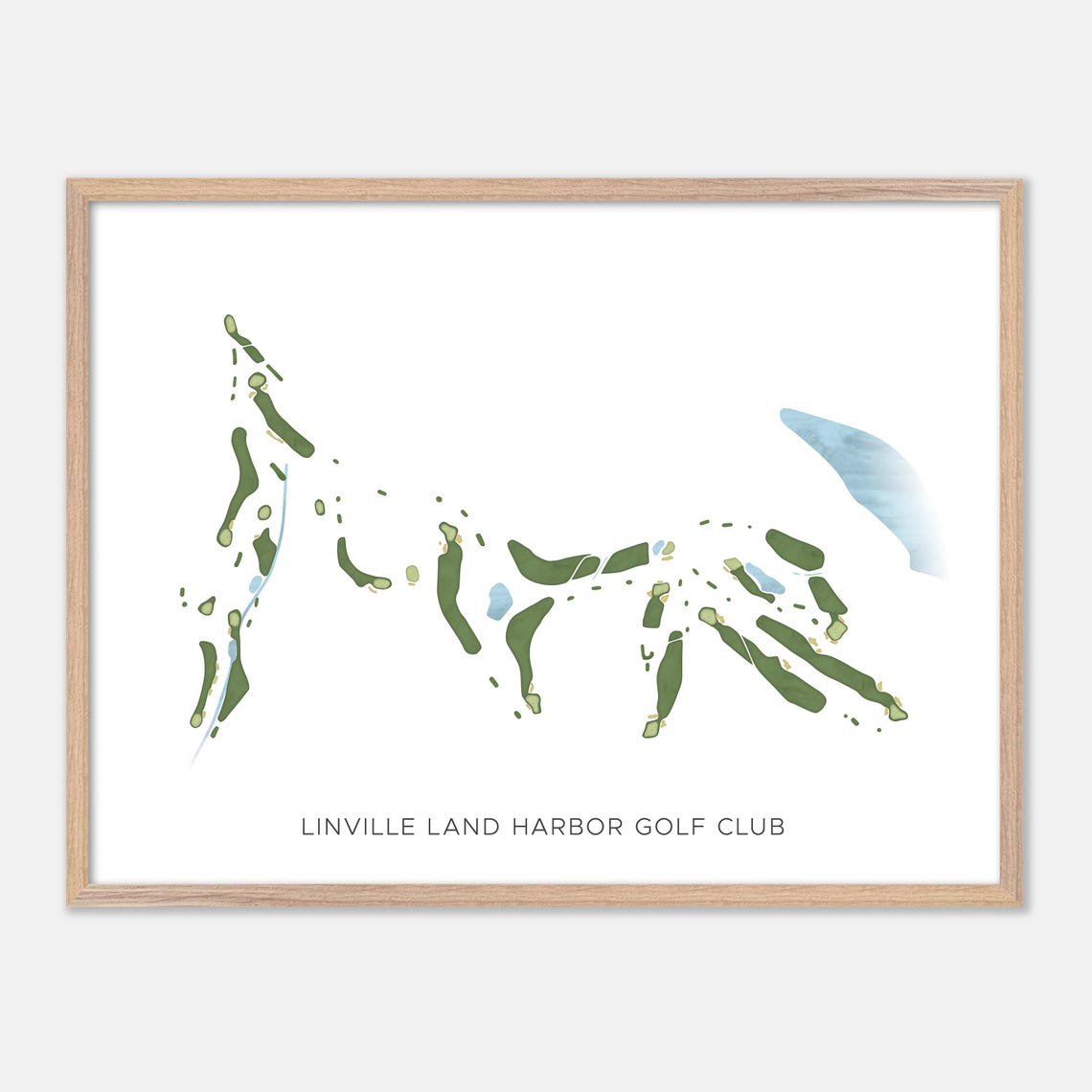 Linville Land Harbor Golf Club Minimal Watercolor Course Map Poster