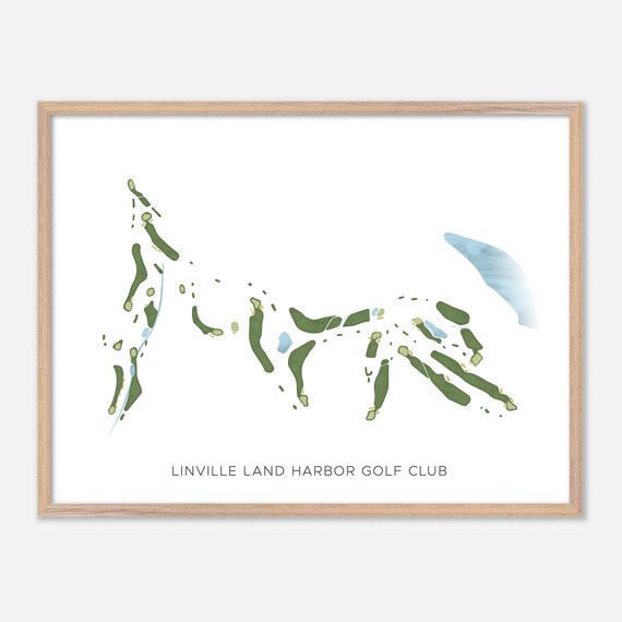 Linville Land Harbor Golf Club Minimal Watercolor Course Map Poster