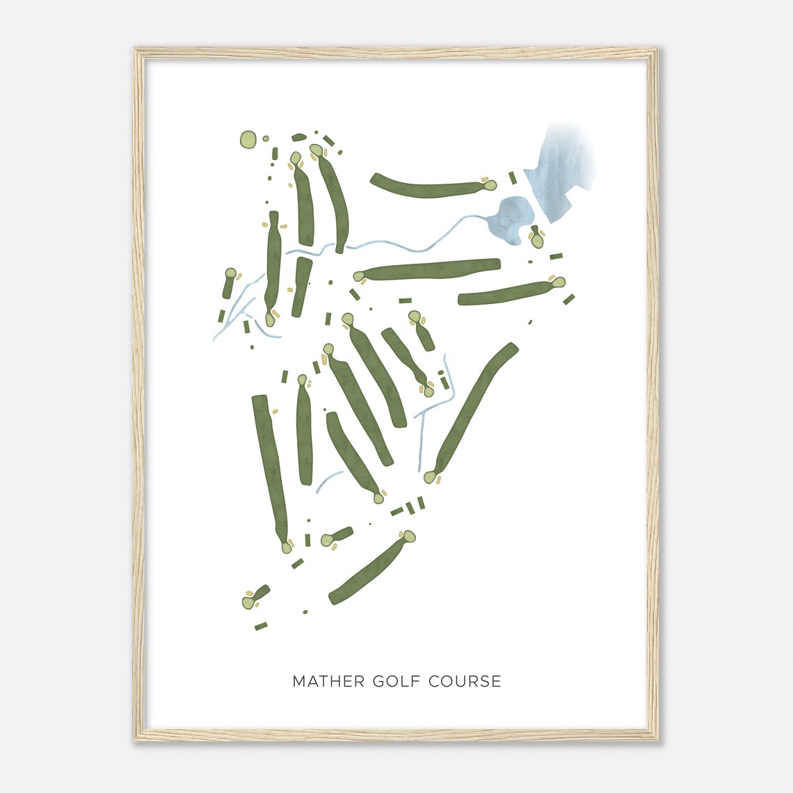 Mather Golf Course California Modern Watercolor Map Golfer Gift Golf Wall Art Golf Poster Print Course Layout
